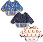 Baby Noah Toddler Bib with Sleeves and Crumb Catcher | Stain and Odor Resistance Play Smock Apron 6-24 Months